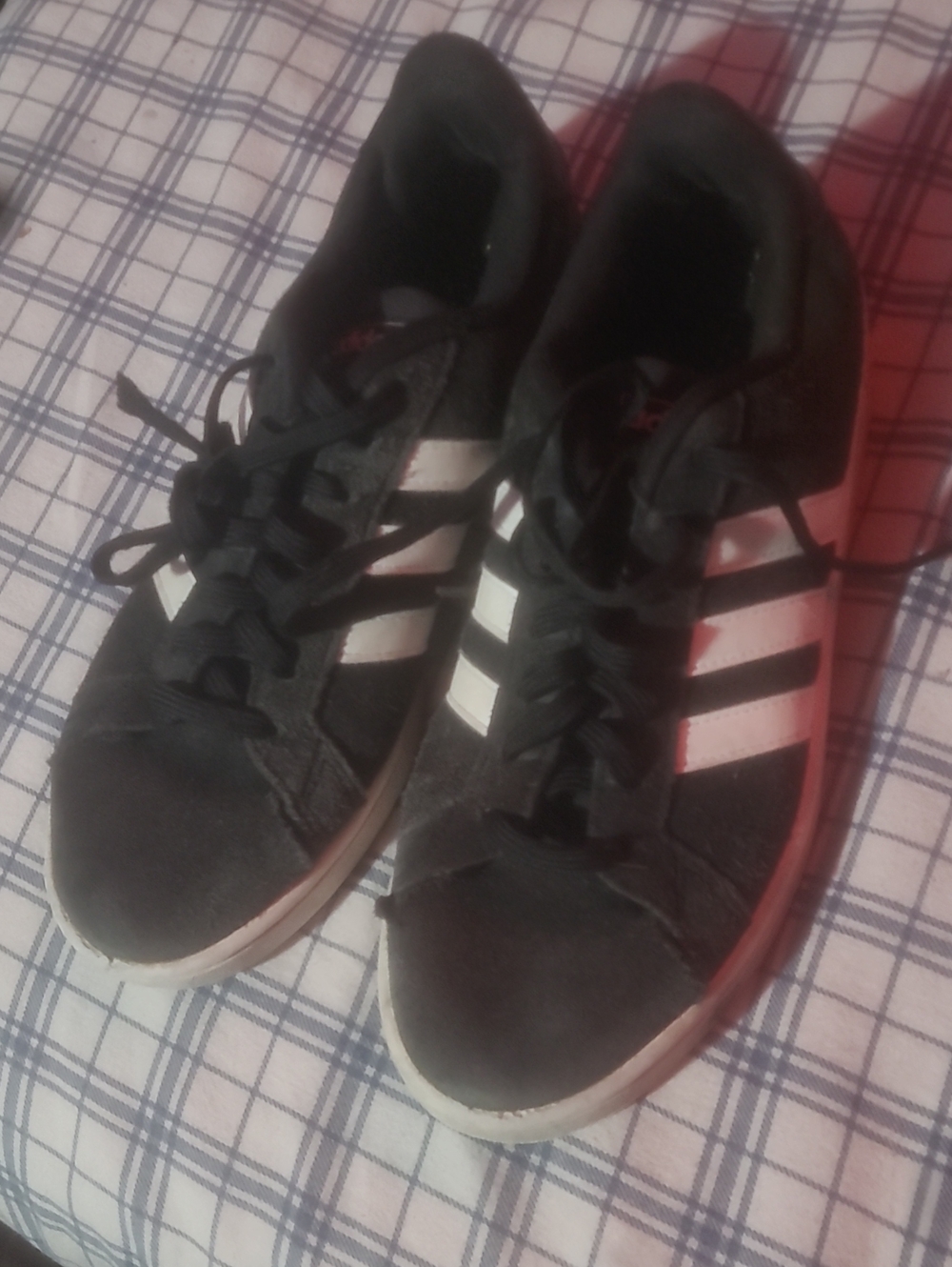 Men's Black Adidas Sneakers with White Stripe Accents - Classic Casual